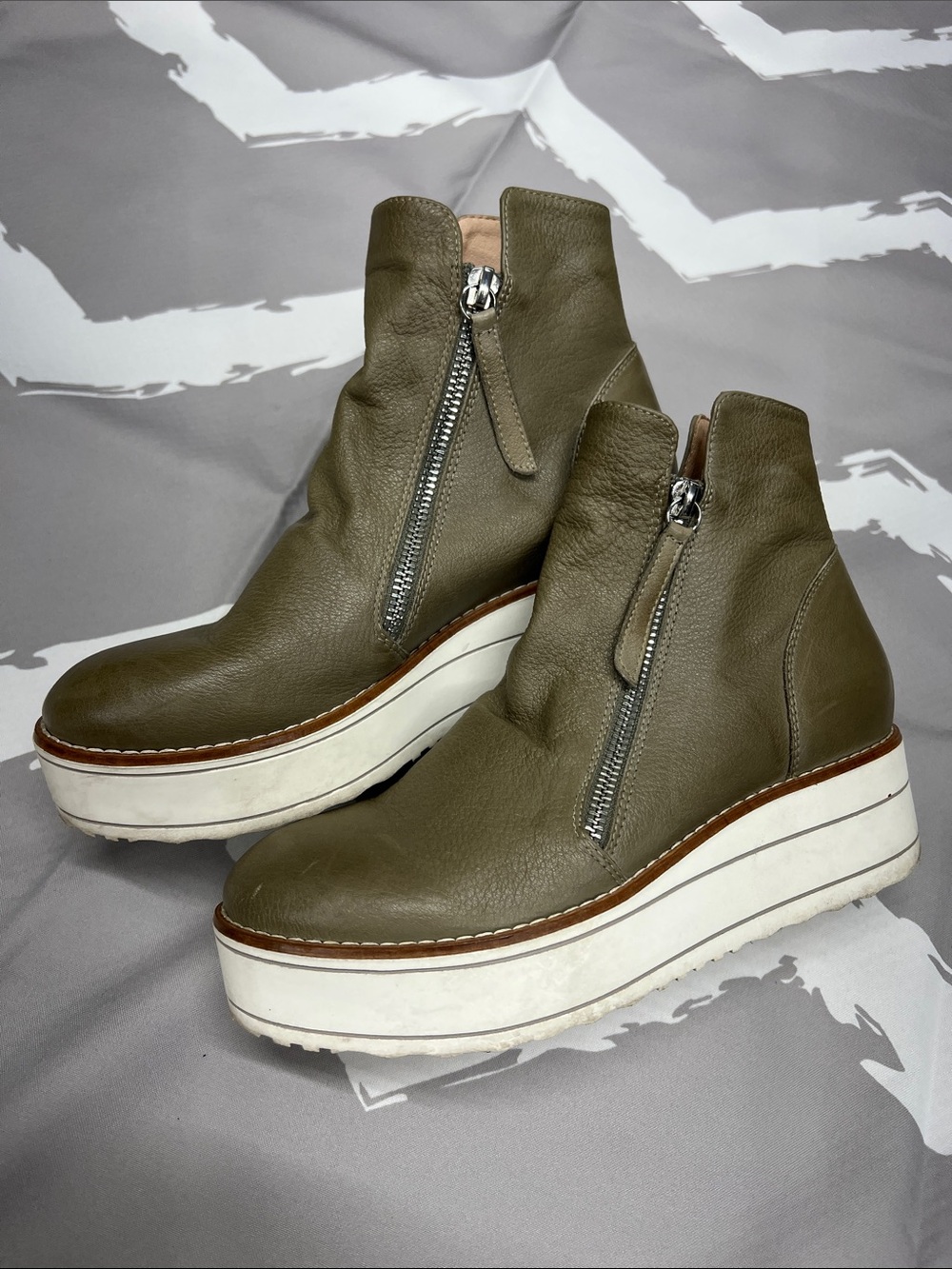 Silent D Leather Platform Ankle Boots